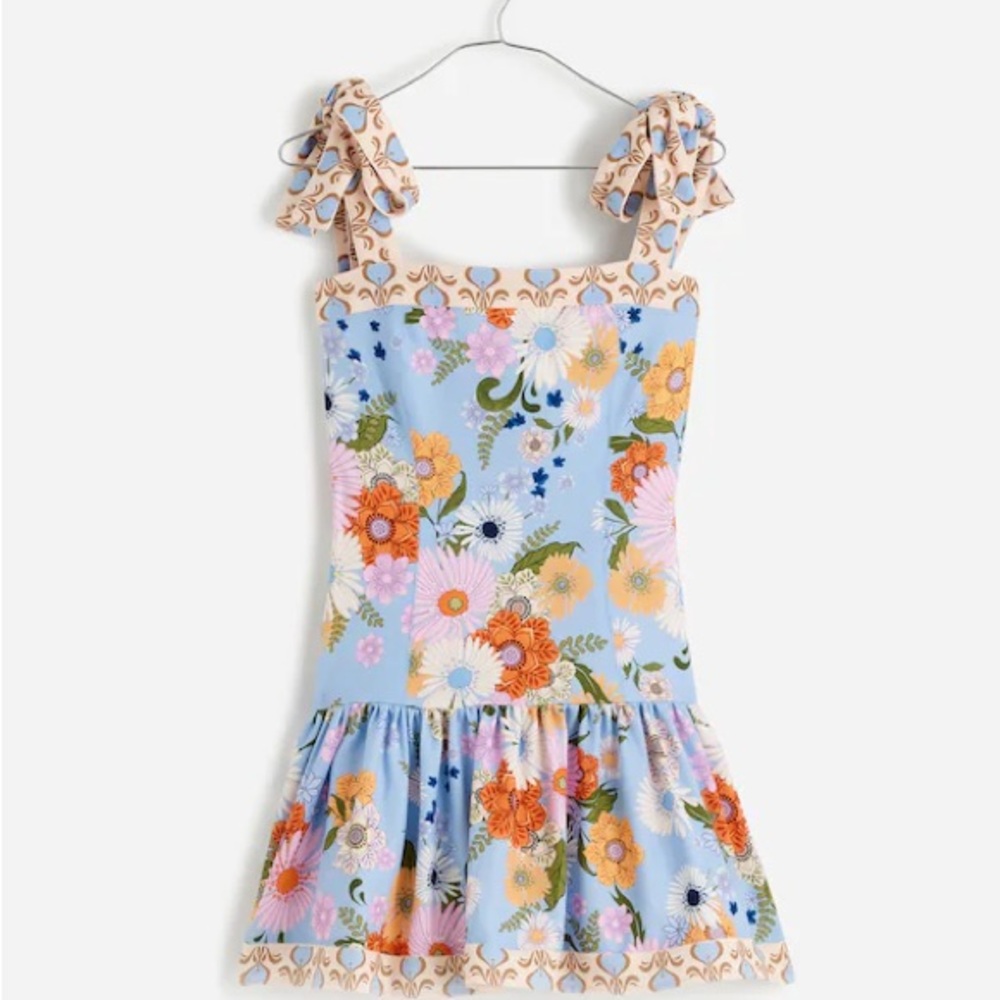 Madewell x Agua Bendita Blue Floral Mini Dress size M
